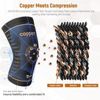 JIUFENTIAN Copper Knee Brace for Women and Men(2 Pack) -knee compression sleeves for Arthritis, Running & Daily Use-Targeted Support for Joint Stability & Pain Relief(Large)