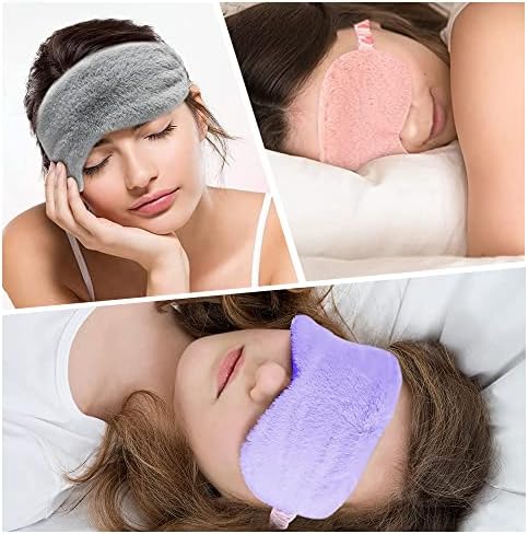 4 Pcs Plush Sleep Masks, Ultra Cute Soft Eye Cover, Blindfold Travel Masks for Kids Men Women(Random Color)