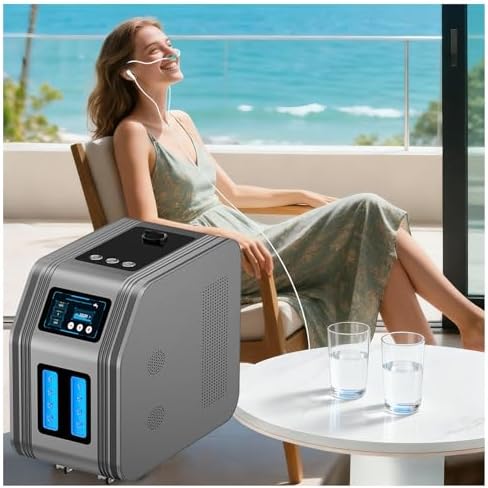 Hydrogen Inhalation Machine, Portable Hydrogen Breathing Machine for Home Use, 99.99% H2 Purity Hydrogen Generator, for Energy & Recovery Metallic Gray 1200ml/min