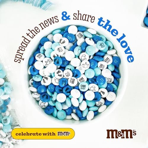 M&M'S World It's A Boy Milk Chocolate Candy 2lb Bag with White and Blue M&M'S for Baby Boy Showers Gender Reveal Parties and Baby Celebration Favors