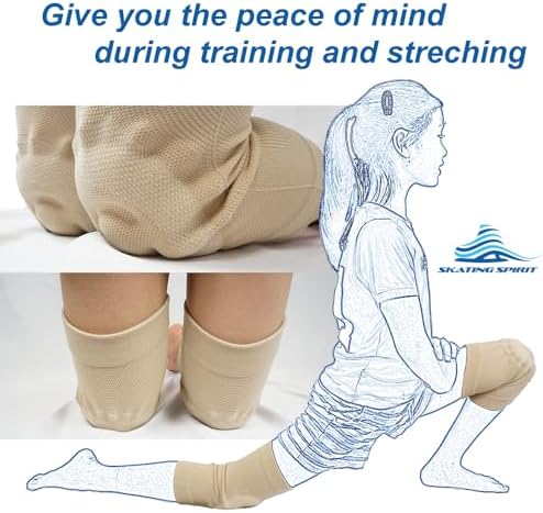SKATINGSPIRIT Gel Knee Pads (1 Pair), Cushion and Support Knee Cap for Dancing Figure Skating Gymnastic, Youth and Adult (Black Medium)