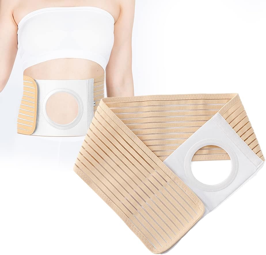 Ostomy Belt, Ostomy Supplies Ostomy Hernia Support Belt for Men/Women, Elastic Abdominal Support Belt Preventing The Stoma Hernia and Reinforce Colostomy Bags - M