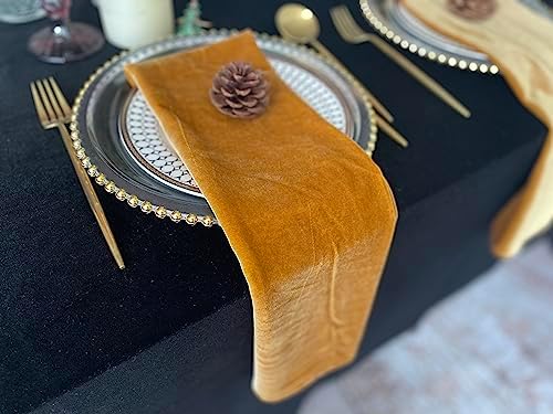 EHLDekol Velvet Napkins,20 x 20 Inches Soft Dinner Napkin,Weddings Napkin,Table Napkins Suitable for Wedding, Parties, Banquet, Restaurant Decoration (Gold, Solid Velvet)