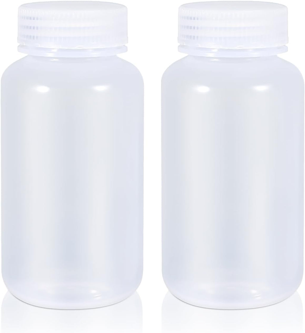 8.4 oz Wide Mouth Lab Reagent Bottle, Clear PP Chemical Container, Sealed Leak-proof, Pill & Water Sample Bottle (2 Pcs)