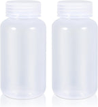 8.4 oz Wide Mouth Lab Reagent Bottle, Clear PP Chemical Container, Sealed Leak-proof, Pill & Water Sample Bottle (2 Pcs)