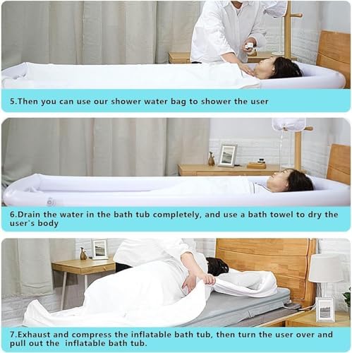 Inflatable Medical Bathtub Shower Kit, Bed Bathing Aid for Disabled, Elderly, Bedridden or Injured Patients with Electric Air Pump and Water Bag