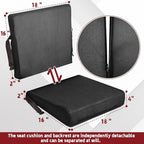 Wedge Wheelchair Seat Cushion with Backrest, High Density Foam Wheelchair Cushions Removable Cover with Zipper Adjustable Elastic Strap for Office Car Seat 16x18x2-4 Inch