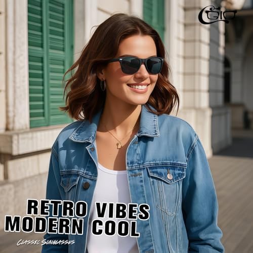 CGID Retro Polarized Sunglasses Men Womens Lightweight Black Shades UV400 Driving Fishing Golf