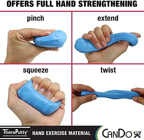 CanDo Theraputty Plus Hand Exercise Putty for Rehabilitation, Exercises, Hand Therapy, Hand Strengthening, Stress Relief - 6-Piece Set 4 oz