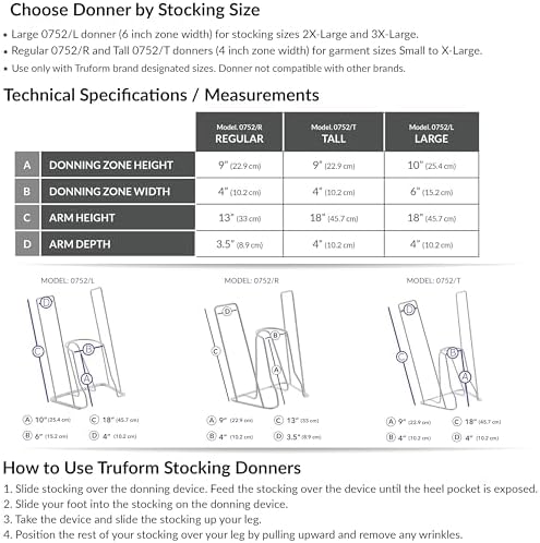 Truform Stockings Donner, Helper for Applying Compression Socks, Large Size Foot Zone for 2XL and 3XL Garments