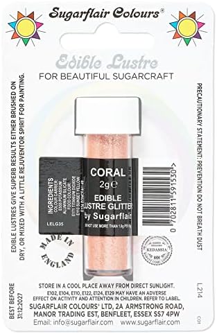 Sugarflair CORAL Sugarcraft Edible Lustre Glitter Sparkly Shimmer Decorating