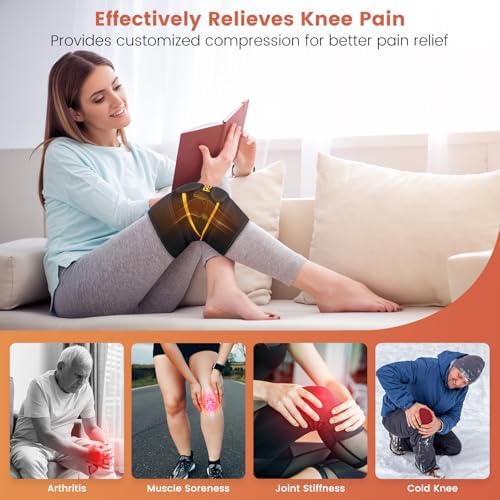 RENEO Electric Heating Pad for Knee Relief, Auto Shut-Off Wearable Knee Wrap, Elbow Heated Brace with Support, Discomfort Relief Gifts for Elders, 3 Heat Levels, Black