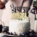 Awesome since 1954 cake topper, black gold glitter men and women cheer to 70 years old happy birthday cake decoration 70th Wedding Anniversary Party Decorations Supplies