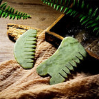 BBTO 2 Pcs Jade Comb for Scalp Massage Gua sha Comb for Head Body spa Hair Multifunctional Handheld Massage Tools(Round, Classic Style)