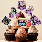 24 Pcs Roller Skating Cupcake Toppers Roller Skate Cake Decorations Roller Skating Party Decorations Cupcake Toppers for Roller Skate Birthday Party Decorations