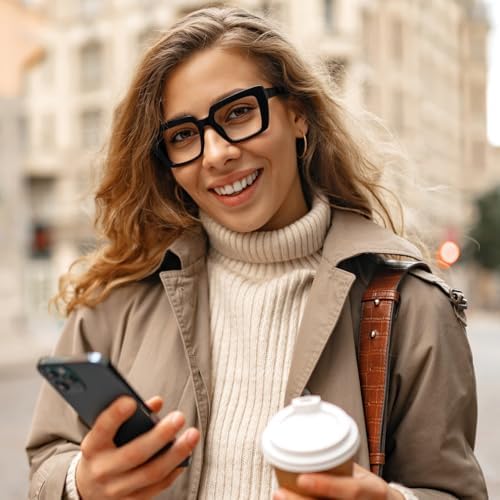 REAVEE 3 Pack stylish Reading Glasses for Women, Blue Light Blocking Readers Oversized Frame with Spring Hinge Clear Lens