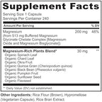 NATURELO Magnesium Glycinate Chelate Complex - 200 mg Magnesium with Organic Vegetables to Support Sleep, Calm, Muscle Cramp & Stress Relief - Gluten Free, Non GMO - 240 Capsules