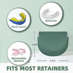 Silicone Retainer Case Soft Upgraded Cute Aligner Slim Partial Denture Container Holder Night Guard Braces with Lanyard for Girl Women Men Travel (Military Green)