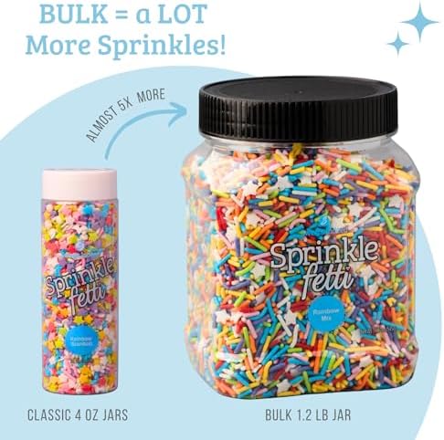 Sweets Indeed, Bulk Sprinkles, 1.3 pounds, Sprinkle Mix, Perfect for Cake Decorations, Baking Ice Cream Cookies Cupcake Topper (Rainbow Jimmies)