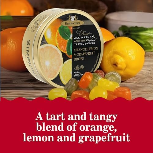 Simpkins Candy Travel Sweet, Orange Lemon & Grapefruit Drops, 7 Ounce Tin (Pack of 1)