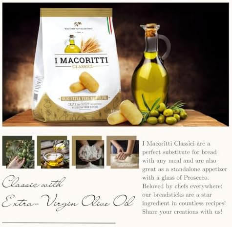 I Macoritti Classici Mini Breadsticks with Extra Virgin Olive Oil, Made in Italy, Zero Sugar, No Artificial Flavors, Non-GMO, Preserve Free- 8.8 oz, Pack of 2