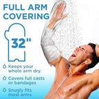 100% Waterproof Cast Covers for Shower Arm - Tight Seal - 2pk Adult Reusable Cast Protectors - Full Arm Bag Sleeves for Wounds Care - After Surgery Shower Bag for Hand, Wrist, Elbow, Forearm