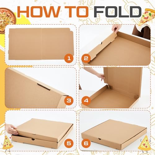 Fullhawl 10 Pcs Corrugated Pizza Boxes 14 x 14 Inches, Grease Resistant Kraft Takeout Containers Packing Boxes for Cake, Cookies, Food and Crafts
