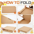 Fullhawl 10 Pcs Corrugated Pizza Boxes 14 x 14 Inches, Grease Resistant Kraft Takeout Containers Packing Boxes for Cake, Cookies, Food and Crafts