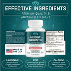 BIOTEQUELAB Height Growth Maximizer, Calcium, Vitamin D3 and Zinc Blend Pills, Bone Growth Supplement for Kids and Teens, Bone Strength, Density Support, GMO-Free, Gluten-Free, Made in USA, 60 Caps