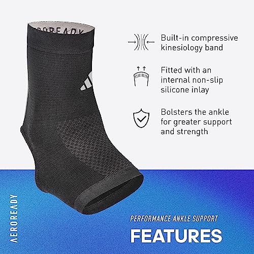 adidas Performance Climacool Ankle Support Sleeve - Ankle Sleeve for Training, Competitions, Support, and General Fitness - Ergonomic Design, Silicone Grip, Breathable & Durable Material - Large