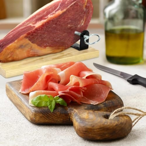 Serrano Ham Cured Boneless with Ham Stand & Knife - Spanish Jamon Serrano Jamonprive - Approx. 2.2 lb or 1 Kg - GMO Free and Gluten Free