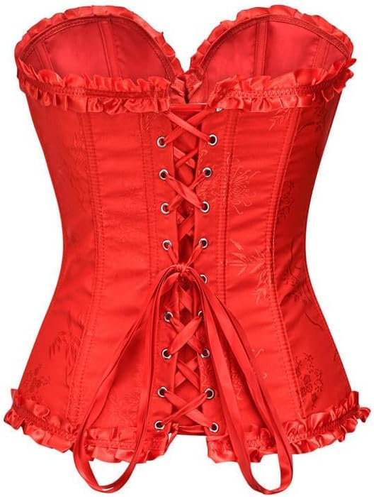 Corset Tops for Women,Bustier Shapewear Lingerie,Lace Tied Renaissance Overbust Corset Push Up Bodysuit