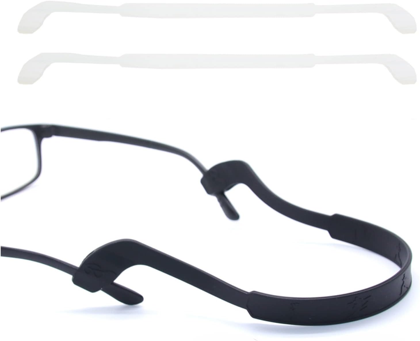 SAIGO Glasses Strap Anti-Slip Silicone Eyeglass Strap Eyewear Retainers Sports Elastic Soft Sunglass Cord Holder for Kid Boys and Girls, Men, Women, 2PCS/Clear