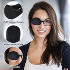 CREATCABIN 18Pcs Lazy Eye Patch Adult Glasses Cloth Eye Cover Black Reusable Amblyopia Strabismus Medical Textile Cover Single Left Right Eyepatch for Adults After Surgery Recovery 4 x 2 Inch