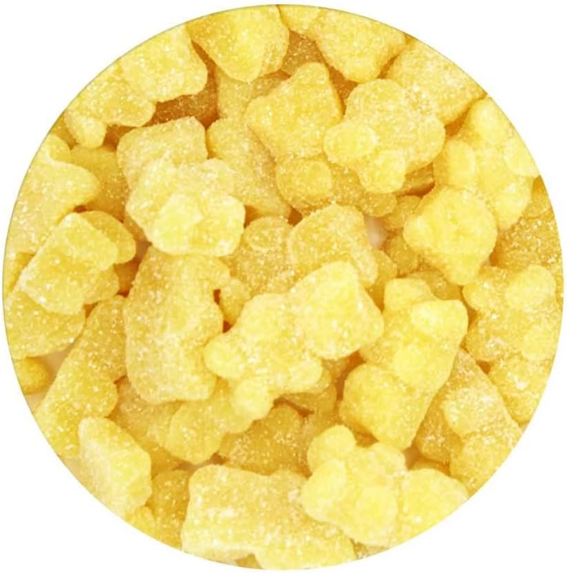 Yellow Gummy Bears Sugared, 1.3 Pound Resealable Bag, Yellow Candy, Lemon Flavored, The Hampton Popcorn & Candy Company