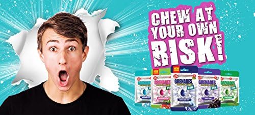 Grenades GUM Explosively Strong Sugar-Free Gum - Intense Minty Blast That'll Blow You Away - Nose Blasting Power & Breath Freshener - Fruit & Mint Variety Pack of 5 (150 Pieces)