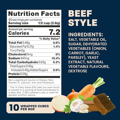 Massel Ultracube Beef Style Bouillon Cubes - Gluten & Dairy Free, MSG-free, Non-GMO, Trans Fat Free, No Animal Content - Soup Base Seasoning for Ramen, Soup & Stew (1 x 105 g Pack)