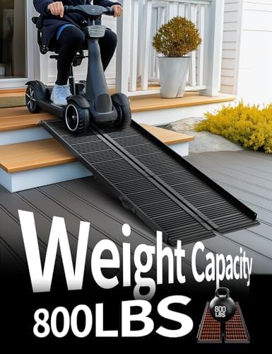 Black Aluminum Ramp 5FT, With Non-Slip Surface Wheelchair Ramp, Folding Portable Wheelchair Ramps for Home Steps,Scooter Ramp for Car, Stairs, Doorways, Curbs, 800 LBS Weight Capacity, 28.3''W x 60''L