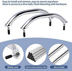 2PCS Boat Marine Grab Handle Polished Stainless Heavy Duty Round Tube Handrail with Flange & Stud - 8-1/4" Long