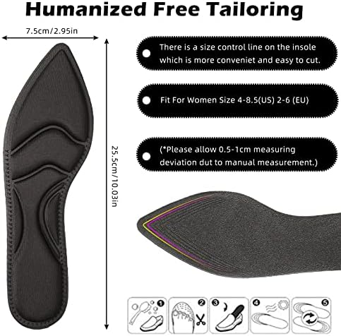 4 Pairs High Heel Insoles Breathable Shoe Pads 10.03 Inch Boot Inserts Foot Cushion Comfort Sponge Insert for Women Foot Pain, Arch Pain, Heel Sore, Loose Shoes(Classic Four Colors)