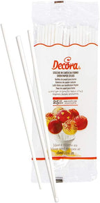 DECORA 25 Sticks Made of Oven-Safe Paper, White, 304 x 3.8 mm