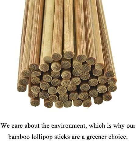 HAHIYO 6inches/15cm 80-Count Carbonized Bamboo Wood Lollipop Stick - Wood Cake Pop Stick Treat Stick Sucker Stick Candy Apple Stick for Lollipop Hard Candy Chocolate Christmas Children