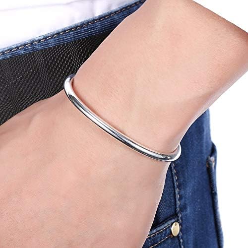 Denchy 925 Silver Bangle Bracelet, Fashion Jewelry Simple Cuff Bangles for Women Mom Wife Valentine Mothers day Gift