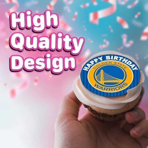 30 x Edible Cupcake Toppers – Golden State Hoop Themed Collection of Edible Cake Decorations | Uncut Edible on Wafer Sheet