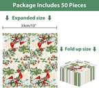 50pcs Christmas Cardinal Guest Napkins 3 Ply Disposable Paper Pack Red Cardinal Bird Paper Luncheon Dinner Hand Napkins Red Christmas Bird Birthday Party Decor Bird Party Supplies