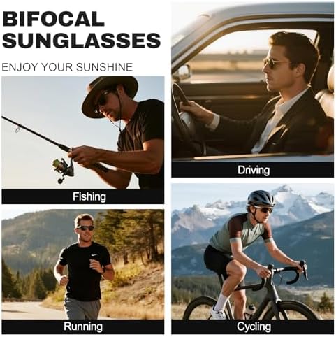Bifocal Sunglasses for Men, Lightweight TR90 Bifocal Reading Sunglasses Sports Sunglass Readers for Fishing Driving