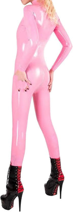 Latex Rubber Gummi Catsuits Fitted Catsuit Front with Zipper Long Sleeve Bodysuit Jumpsuit Customized 0.4mm