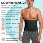 MAMODY Abdominal Binder for Men & Women – Post Surgery Belly Band Adjustable Compression Wrap Belly Binder Abdomen Hernia Support Belt (L)