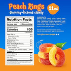 Peach Rings - 11 Ounce Pack - Gummy Candies - Sugar Coated Sweet & Sour Candy - Peach Gummies for Snacking, Sharing, Office Jars & Gift Baskets - Soft Gummy Rings
