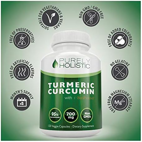 Turmeric Curcumin with BioPerine - 120 Vegan Capsules - 700mg of Tumeric per Capsule - with Black Pepper Extract 95% Curcuminoids